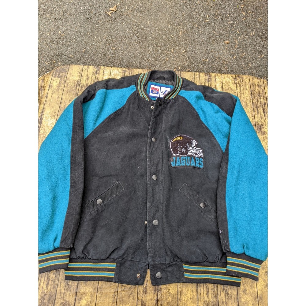 Vintage Jacksonville Jaguars NFL Football Suede Logo Athletic Jacket Coat Large